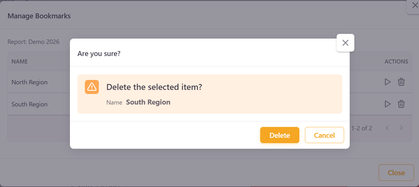 Delete bookmark confirmation