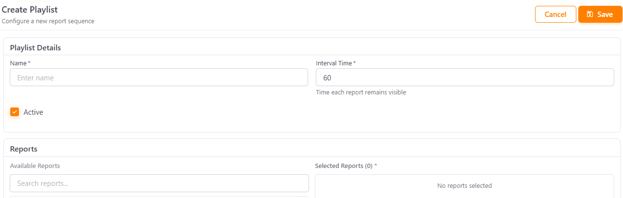 Create Playlist form