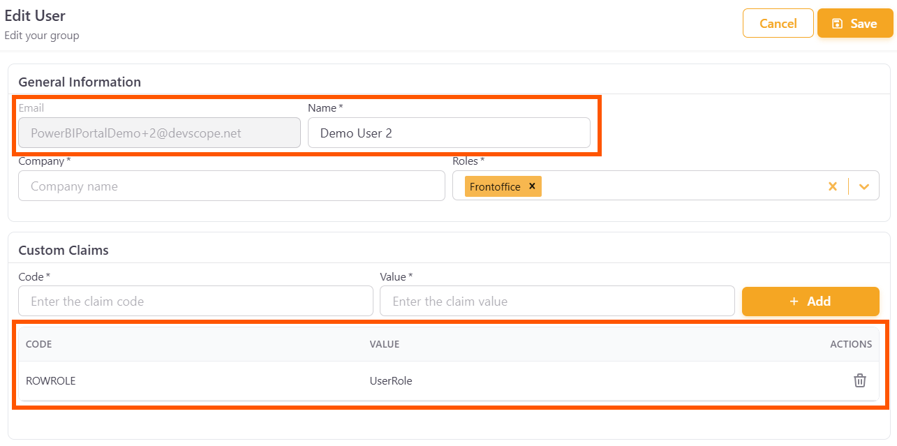 Dynamic RLS token on user