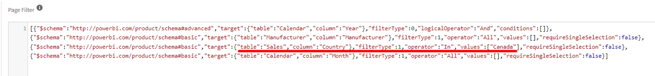 Generated filter code