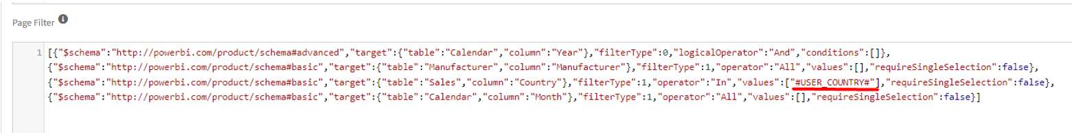 Filter with token applied