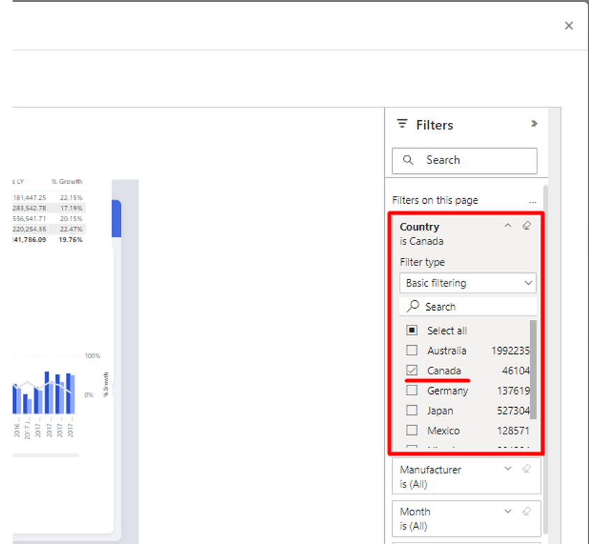 Select a value on preview