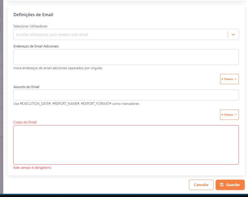 Create Scheduled Email - email settings