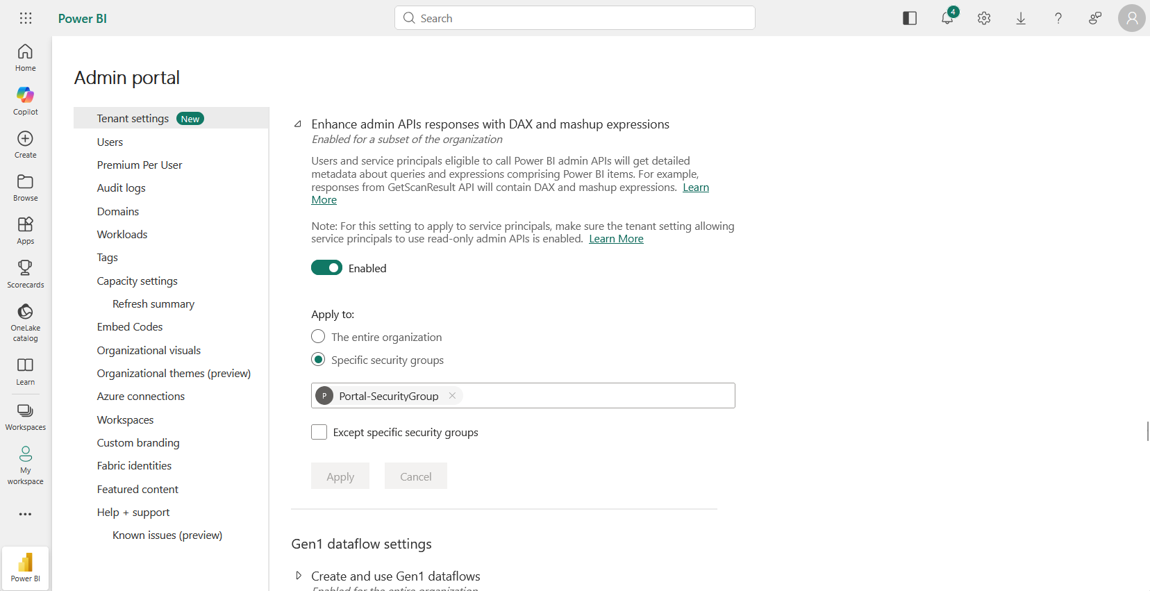 Enhance admin APIs responses with DAX and mashup expressions setting