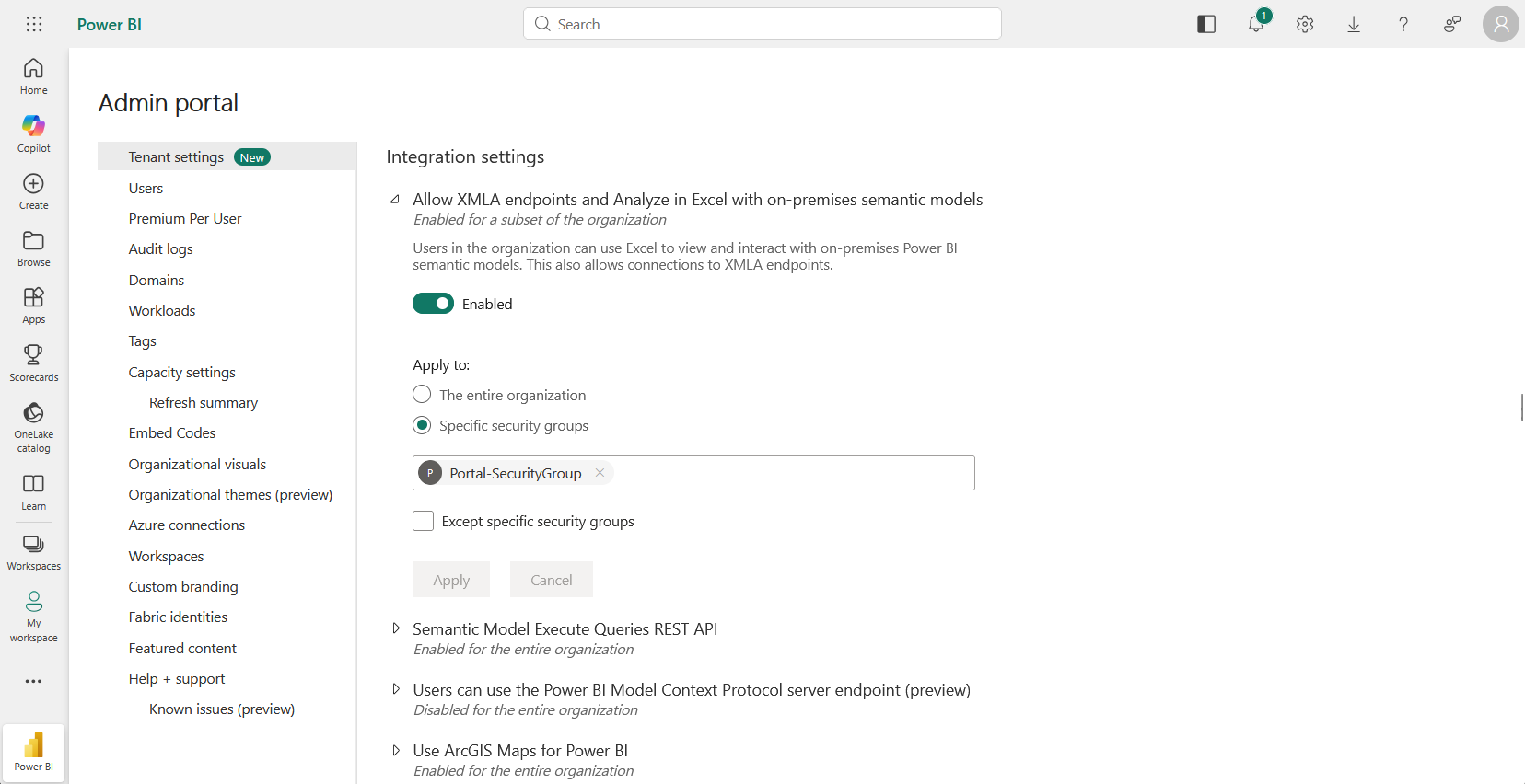 XMLA Endpoints Setting
