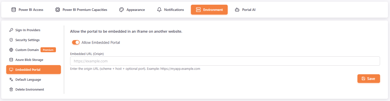 Embedded Front Office settings