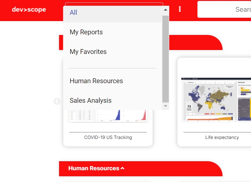 Switch between areas in frontoffice